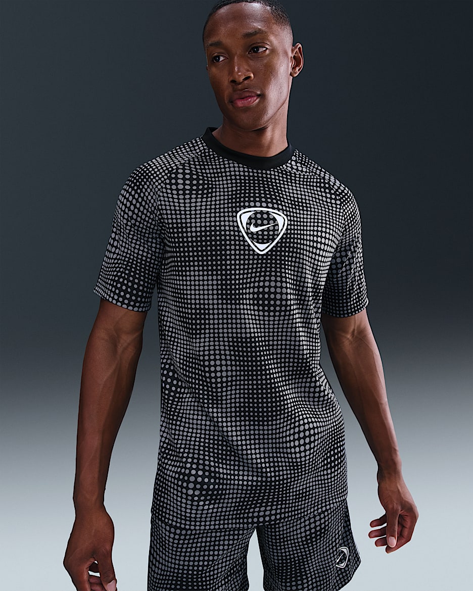 Nike Academy+ Dri-FIT Kurzarm-Fußballoberteil (Herren) - Schwarz/Schwarz/Weiß