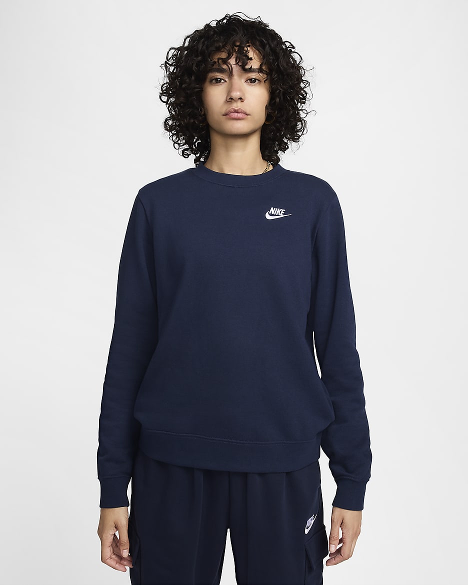 Nike Sportswear Club Fleece Women's Crew-Neck Sweatshirt - Obsidian/White