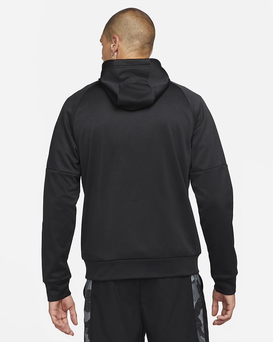 Maglia fitness con zip a tutta lunghezza Therma-FIT Nike Therma – Uomo - Nero/Nero/Bianco