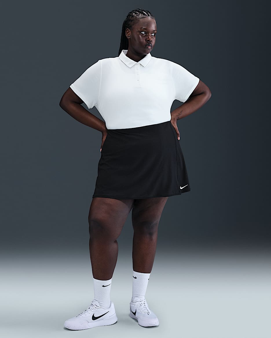Nike Victory Women's Dri-FIT Straight Tennis Skirt (Plus Size) - Black/White