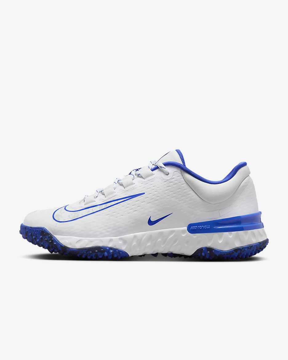 Nike Alpha Huarache Elite 4 Turf Women's Softball Shoes - White/Hyper Royal/Deep Royal/Pure Platinum