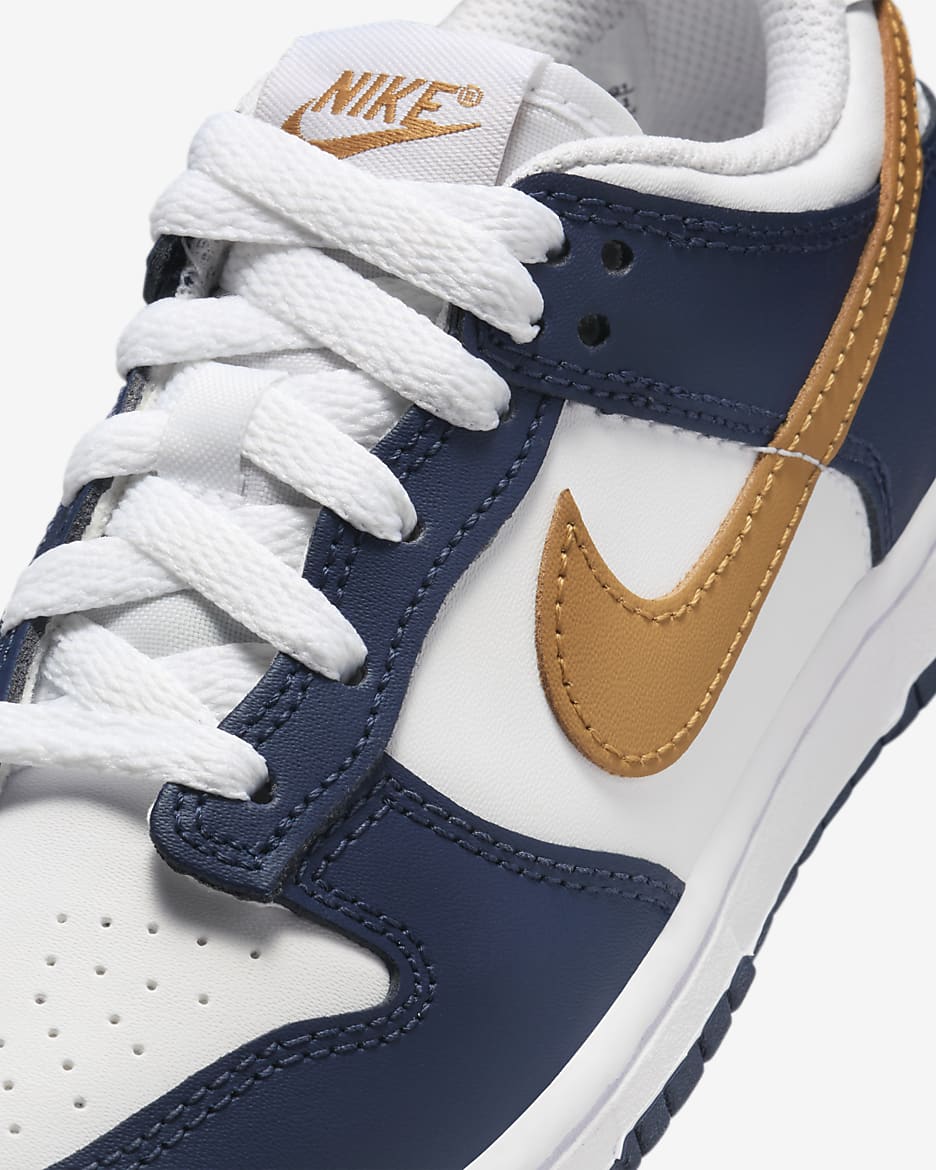 Nike Dunk Low Younger Kids' Shoes - White/Midnight Navy/Wheat