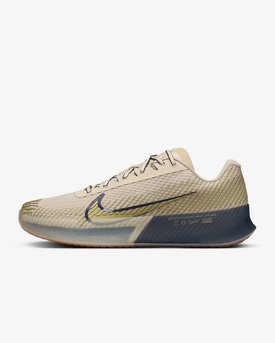 Tenis de tenis para cancha dura para hombre NikeCourt Vapor 11 Premium - Duna/Trueno azul/Marrón medio goma/Oro metalizado