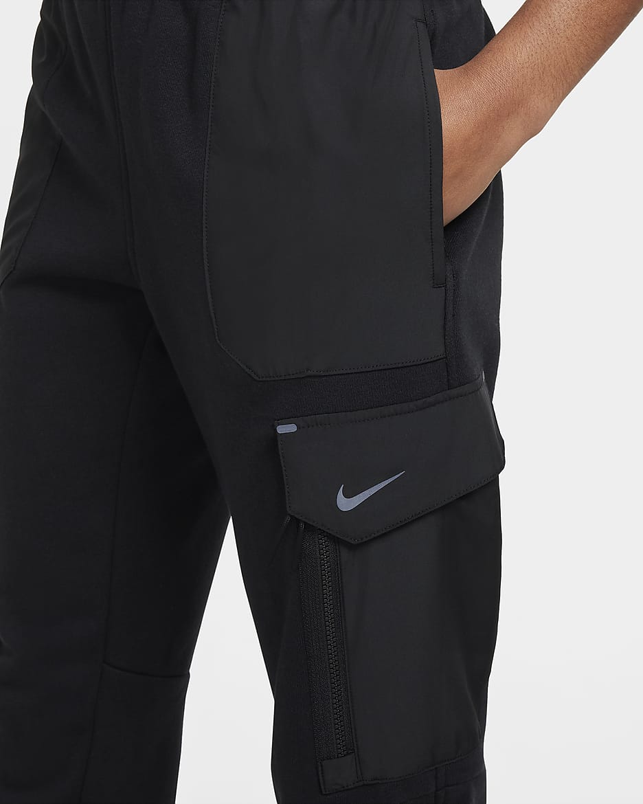 Spodnie z dzianiny dla dużych dzieci Nike Sportswear City Utility EasyOn - Czerń/Czerń