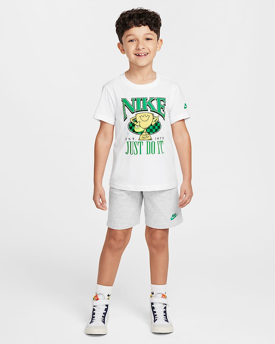 Nike Little Kids' Ace Your Game 2-Piece Jersey Shorts Set - Light Smoke Grey