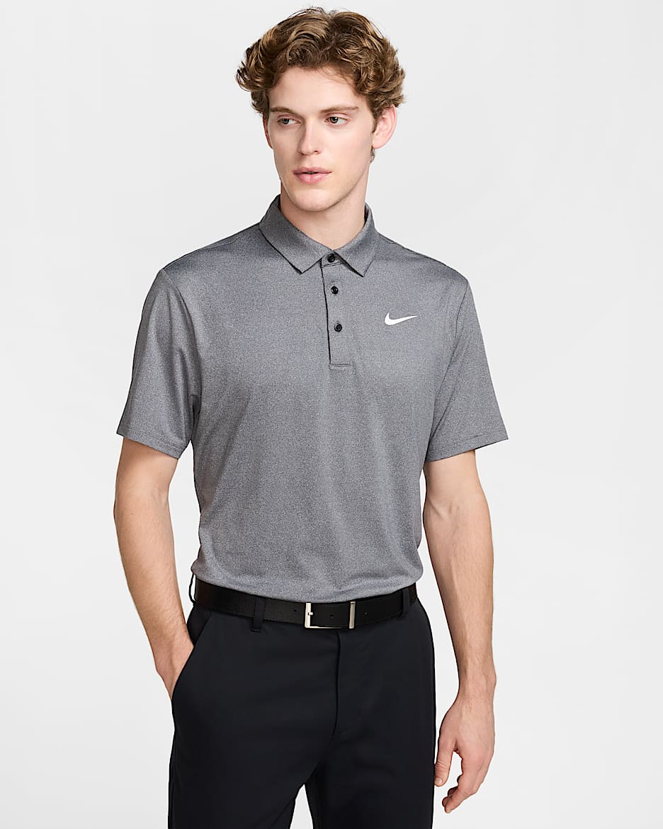 Nike Tour Men's Dri-FIT Heathered Golf Polo - Black/White