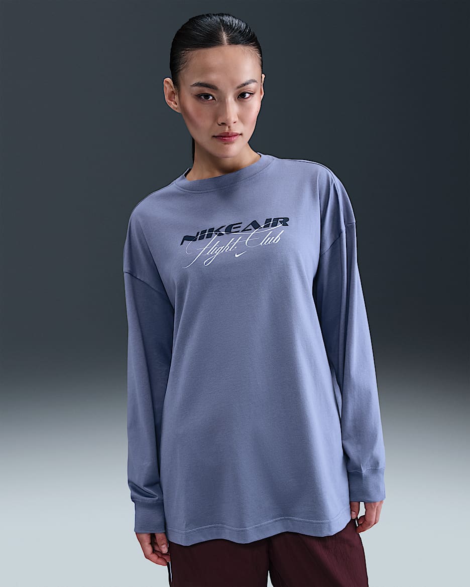 Nike Sportswear Women's Oversized Long-Sleeve T-Shirt - World Indigo
