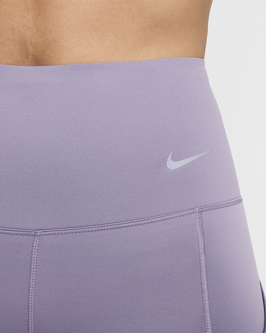 Leggings de tiro alto de 7/8 de sujeción firme con bolsillos para mujer Nike Go - Alba/Negro