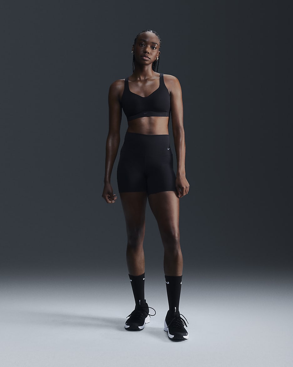 Sutiã de desporto almofadado e conversível Nike Alate de suporte elevado para mulher - Preto/Cinzento Cool