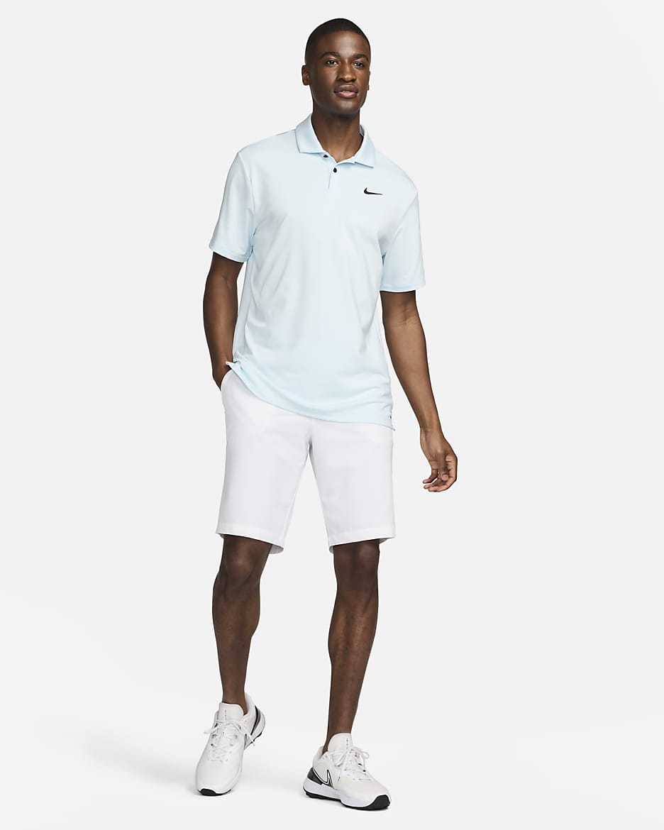 Polo de golfe sólido Nike Dri-FIT Tour para homem - Azul Glacier/Preto