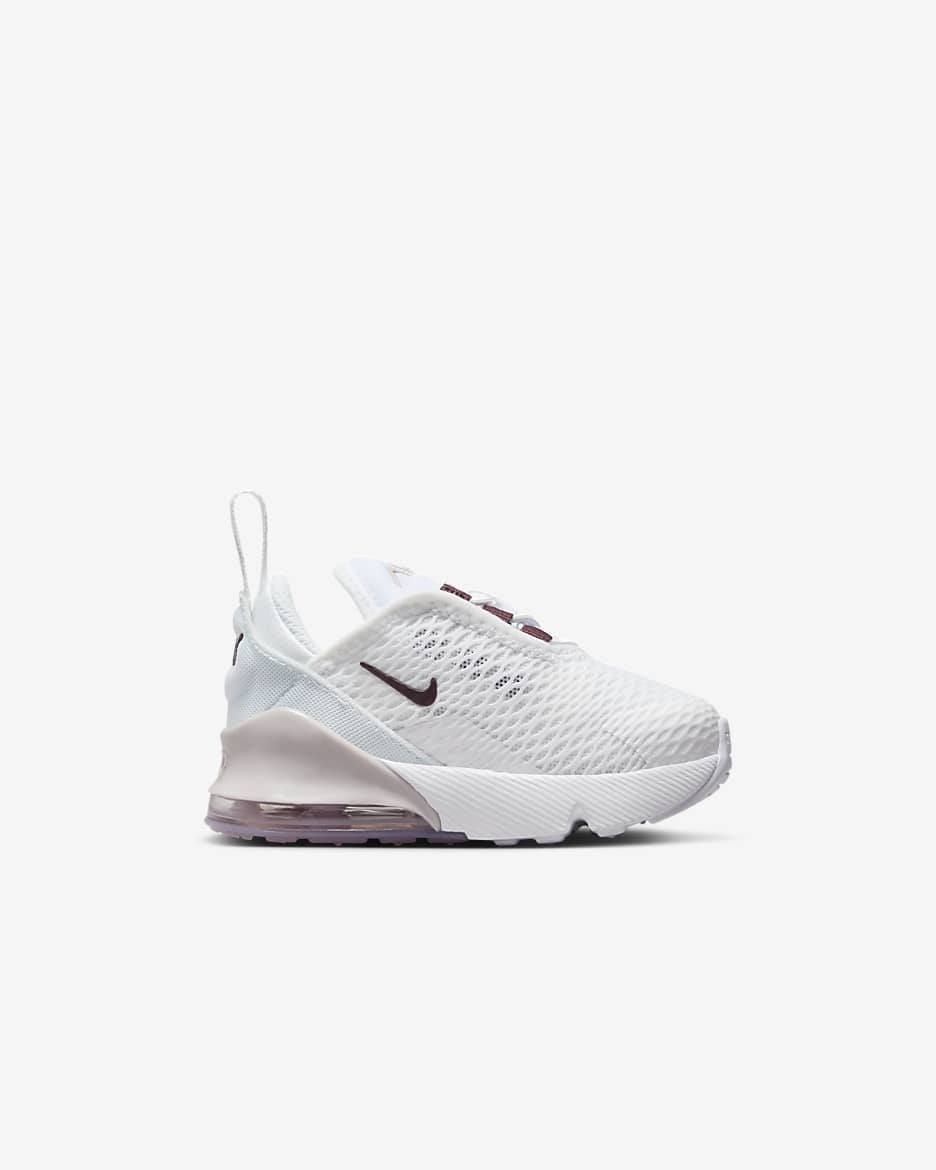 Tenis para bebé e infantil Nike Air Max 270 - Blanco/Violeta platino/Burdeos enérgico