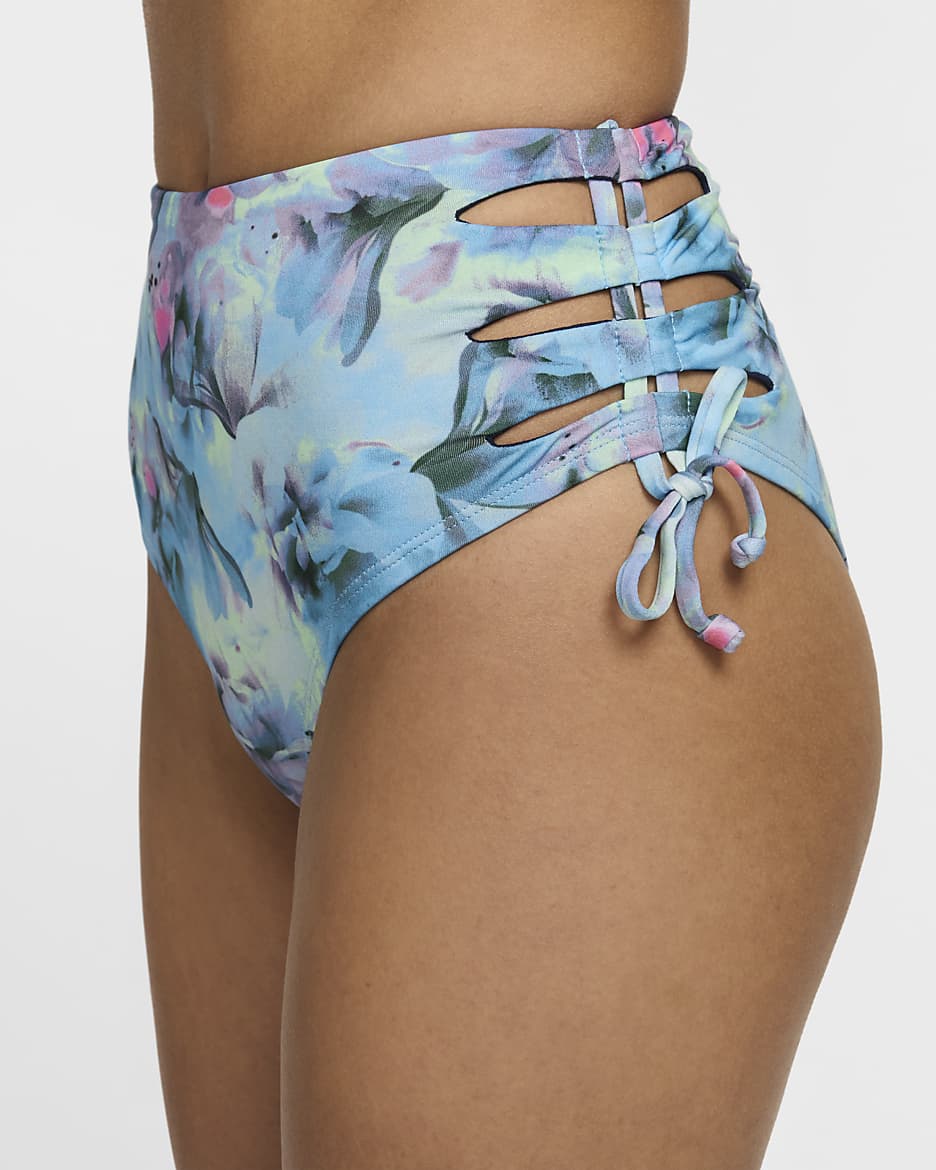 Nike Swim Women's Lace-Up Bikini Bottoms - Aquarius Blue/Vapour Green/Bicoastal/Midnight Navy