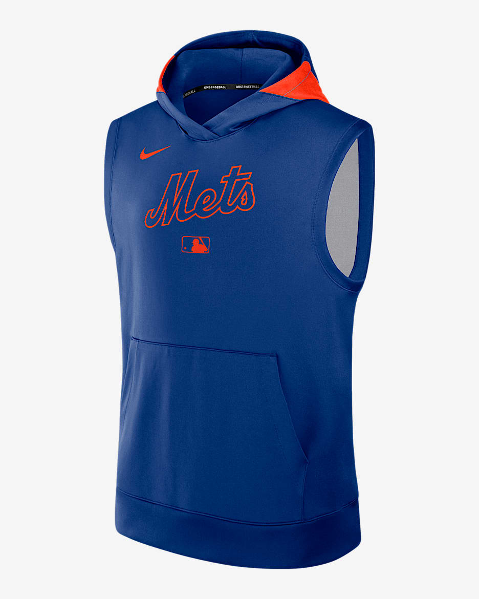 Sudadera con gorro sin cierre ni mangas Nike Dri-FIT de la MLB para hombre New York Mets Authentic Collection - Royal