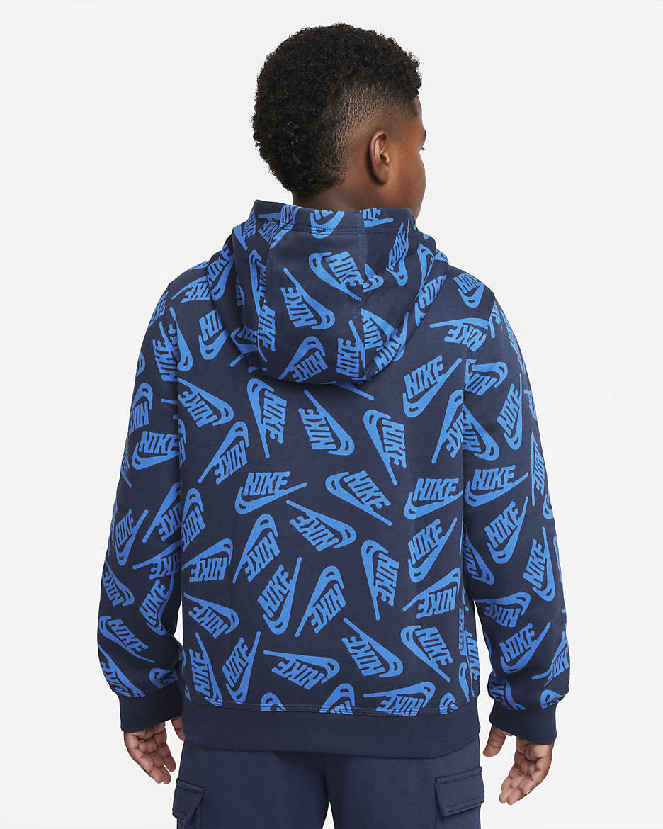 Nike Sportswear Club Fleece Big Kids' (Boys') Pullover Hoodie (Extended Size) - Midnight Navy/University Red