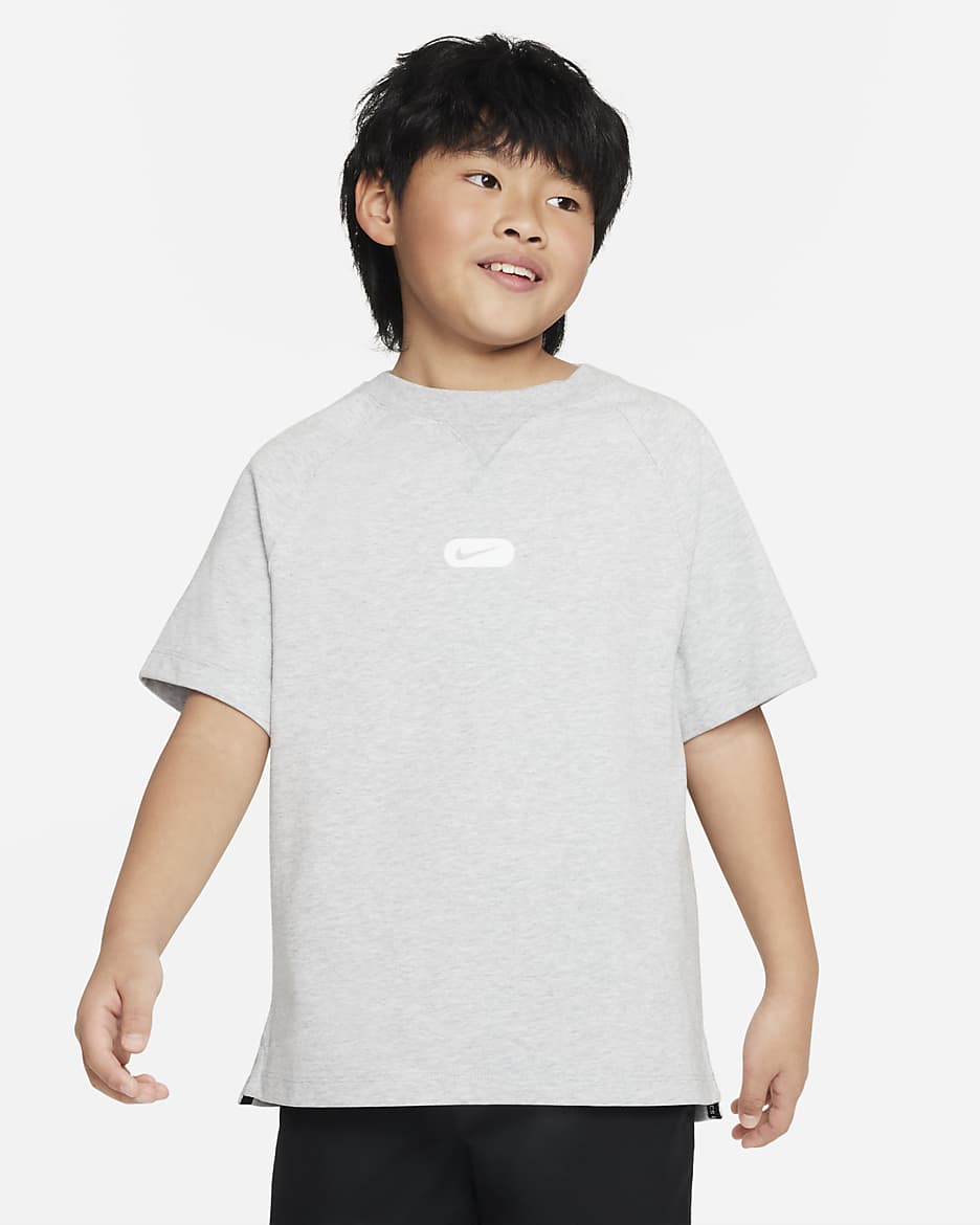 Nike Dri-FIT Athletics 大童 (男童) 短袖訓練上衣 - Light Smoke Grey/Heather/白色