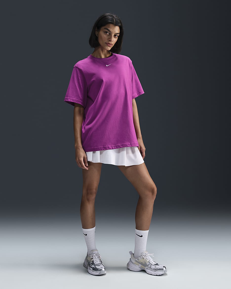 Nike Sportswear Essential Women's T-Shirt - Hot Fuchsia/White