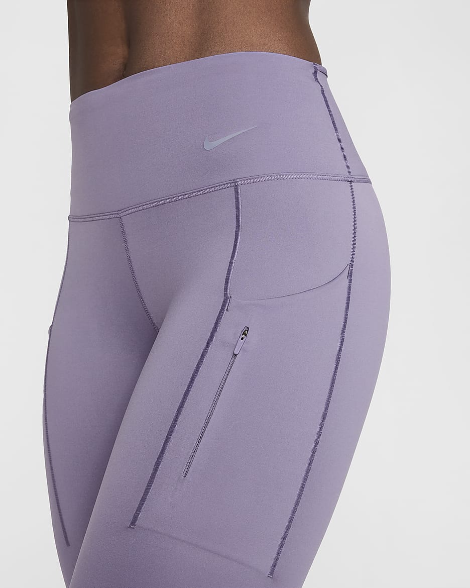 Nike Go Women's Firm-Support Mid-Rise 7/8 Leggings with Pockets - Daybreak/Black