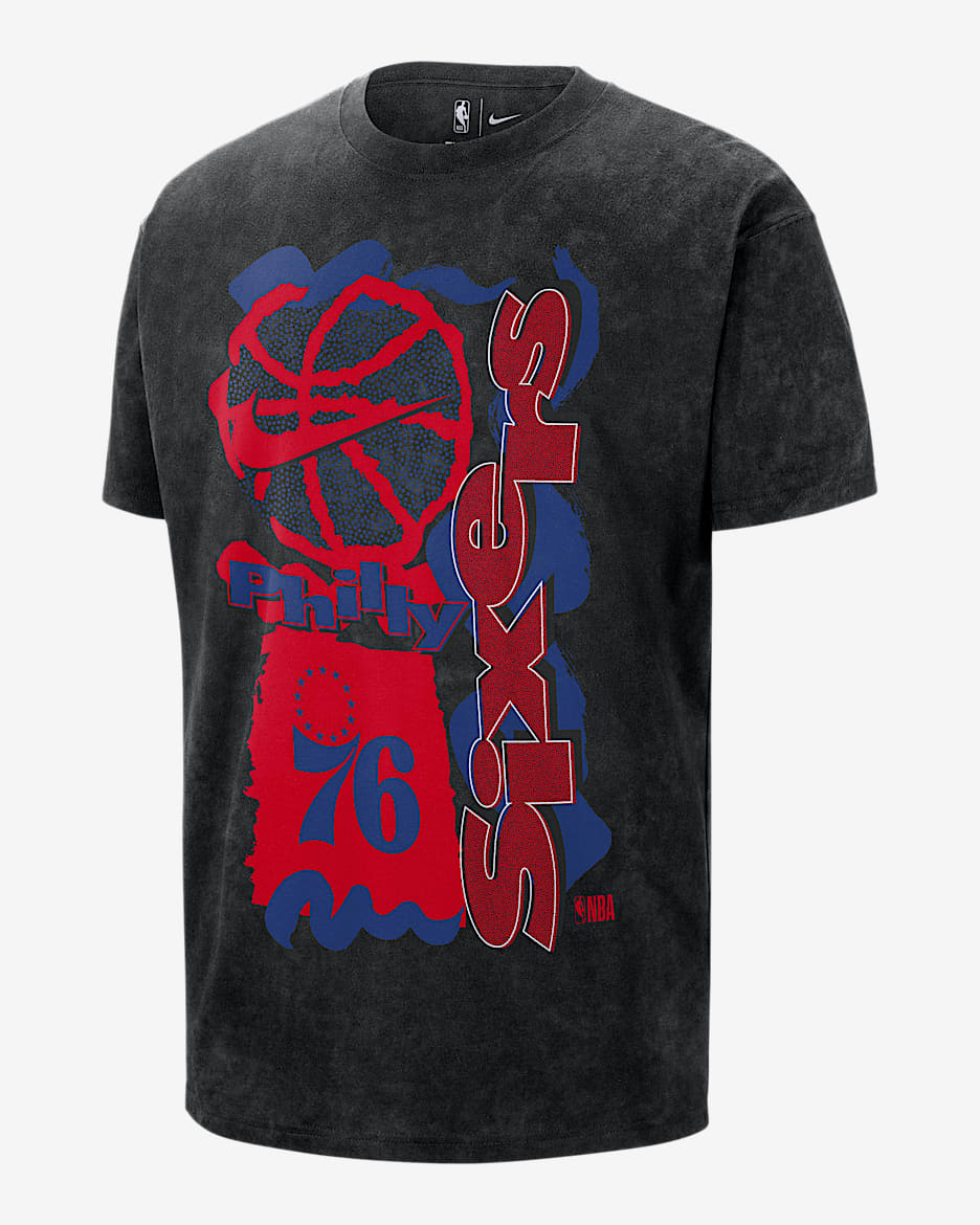 Philadelphia 76ers Courtside Men's Nike NBA Max90 T-Shirt - Black/Black