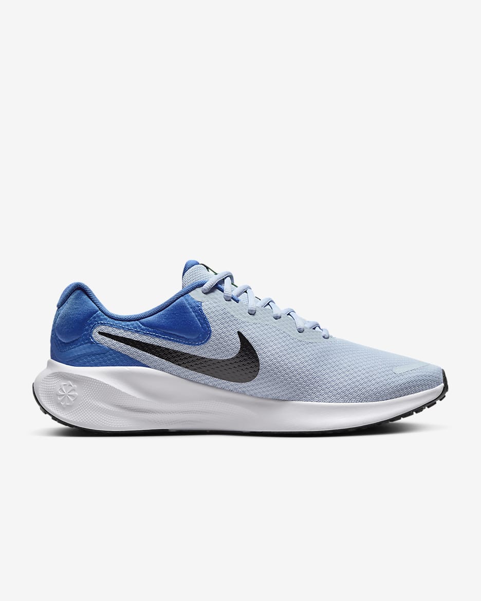 Nike Revolution 7 hardloopschoenen voor heren (extra breed, straat) - Light Armory Blue/Star Blue/Green Strike/Zwart