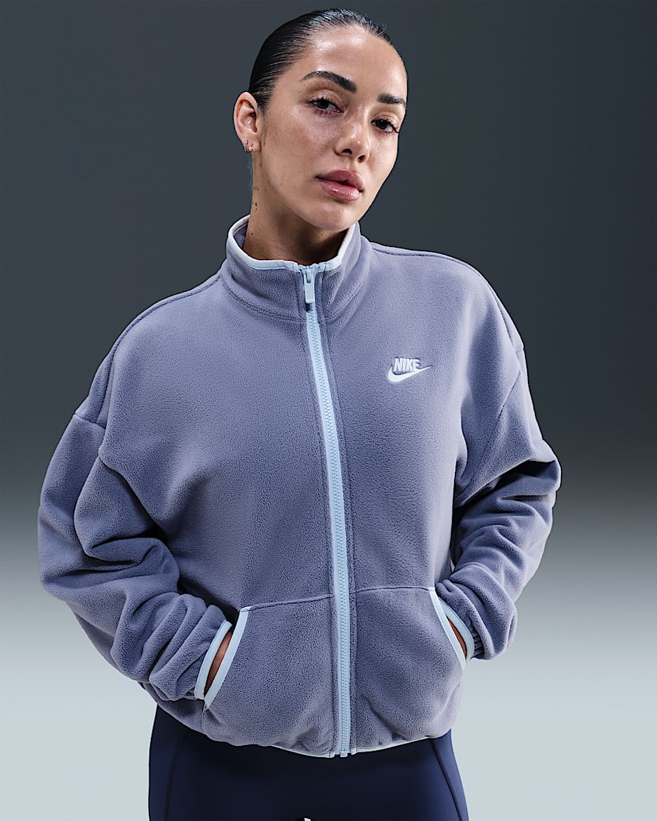 Nike Sportswear Club Fleece Women's Loose Cozy Track Jacket - World Indigo/Celestine Blue