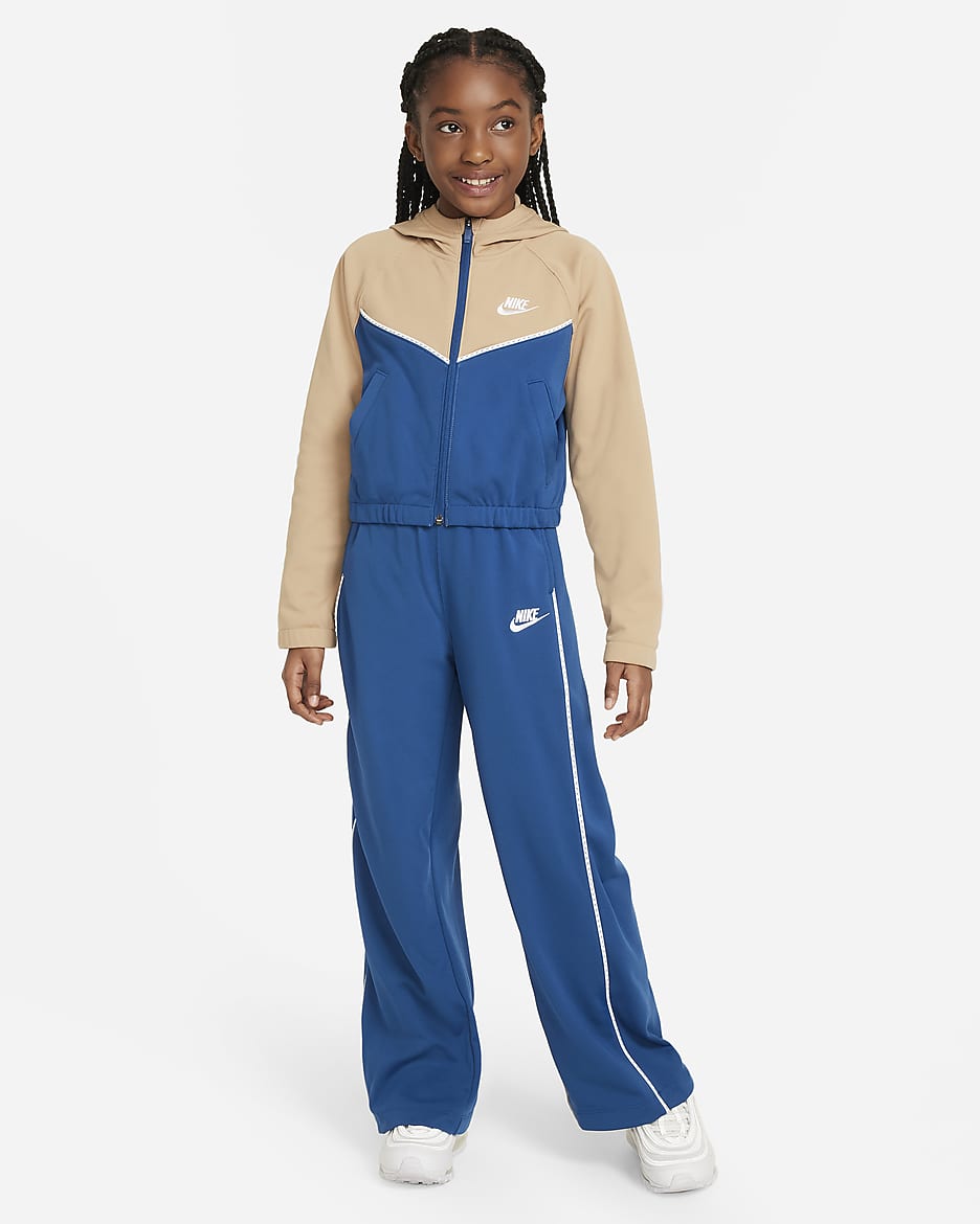 Nike Sportswear Big Kids' (Girls') Tracksuit - Hemp/Court Blue/White/White