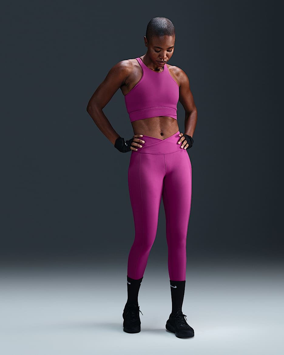 Nike One Wrap Women's High-Waisted 7/8 Leggings - Hot Fuchsia/White