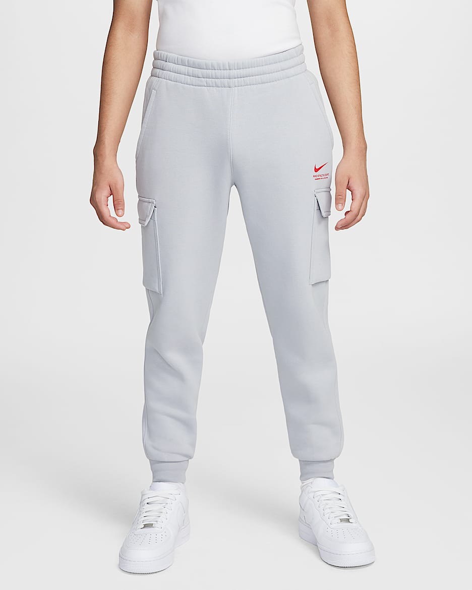 Nike Sportswear Older Kids' Fleece Cargo Trousers - Wolf Grey