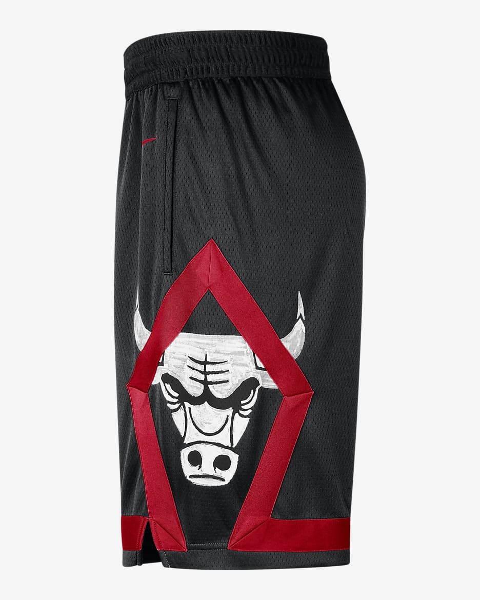 Chicago Bulls 2023/24 City Edition Men's Nike Dri-FIT NBA Swingman Shorts - Black/University Red/University Red