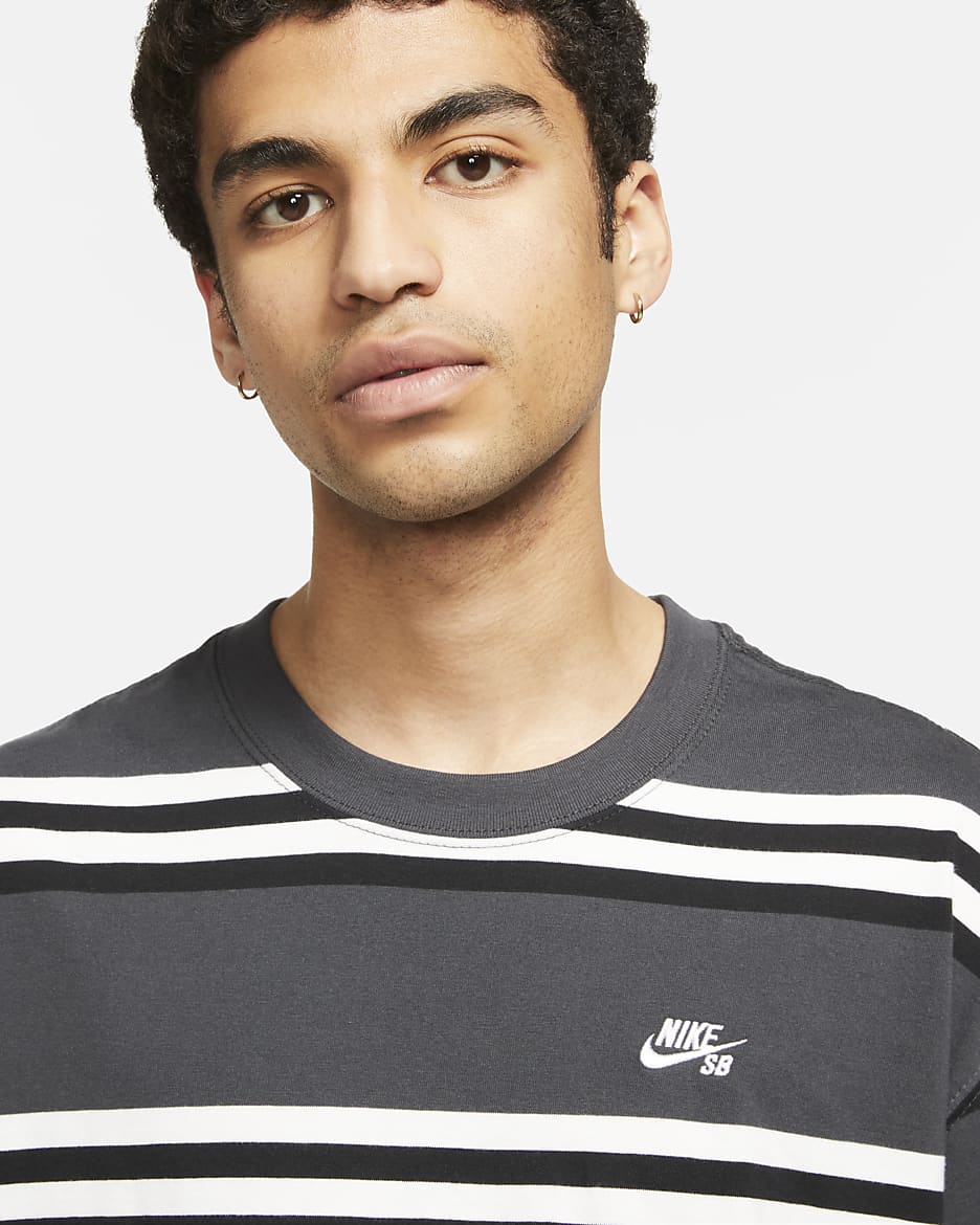 Nike SB Men's Striped Skate T-Shirt - Dark Smoke Grey