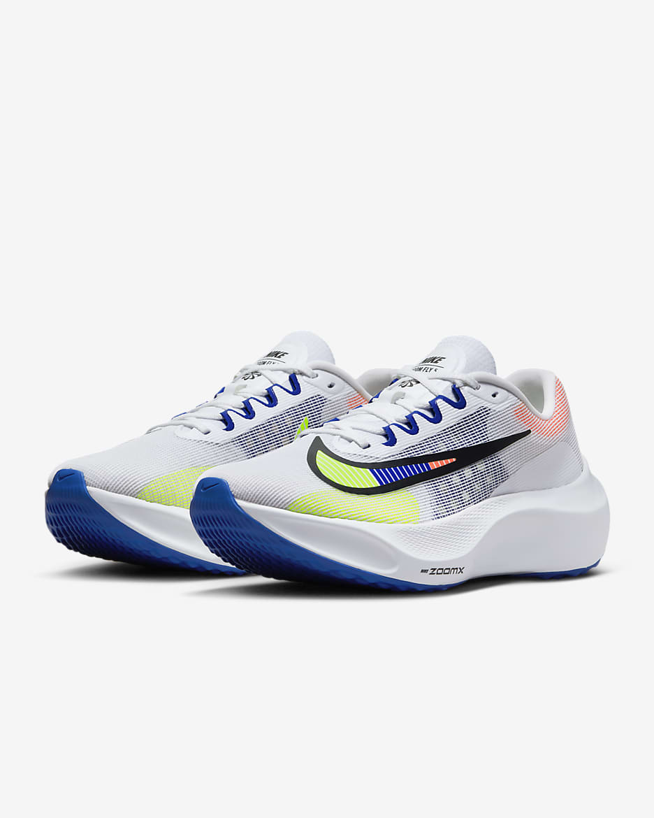 Nike Zoom Fly 5 Premium Men's Road Running Shoes - White/Racer Blue/Bright Crimson/Black