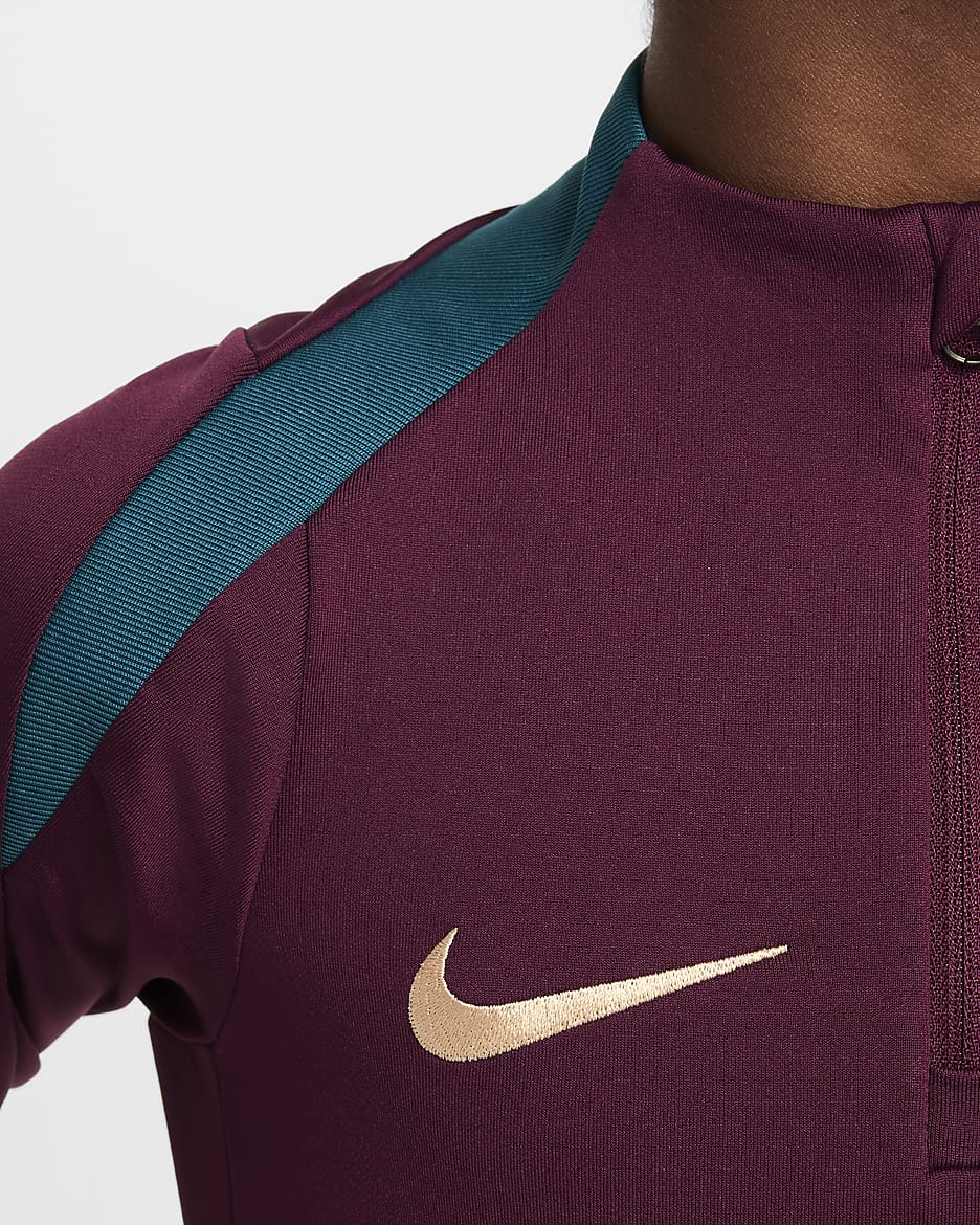 Haut d'entraînement de football Nike Dri-FIT Paris Saint-Germain Strike pour ado - Bordeaux/Bordeaux/Geode Teal/Guava Ice