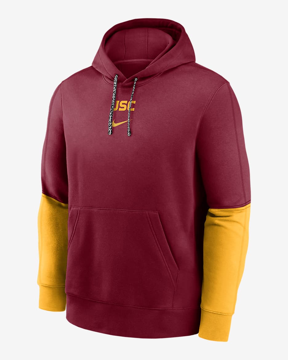 Sudadera con gorro sin cierre universitaria Nike para hombre USC Trojans Sideline Team Issue Club - Carmesí