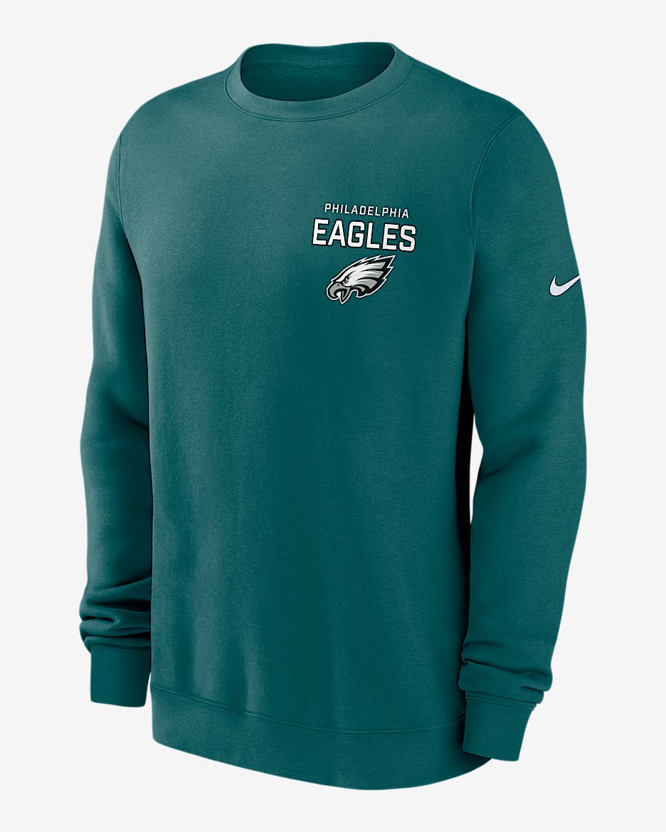 Philadelphia Eagles Draw Block Club Men's Nike NFL Pullover Crew - Teal