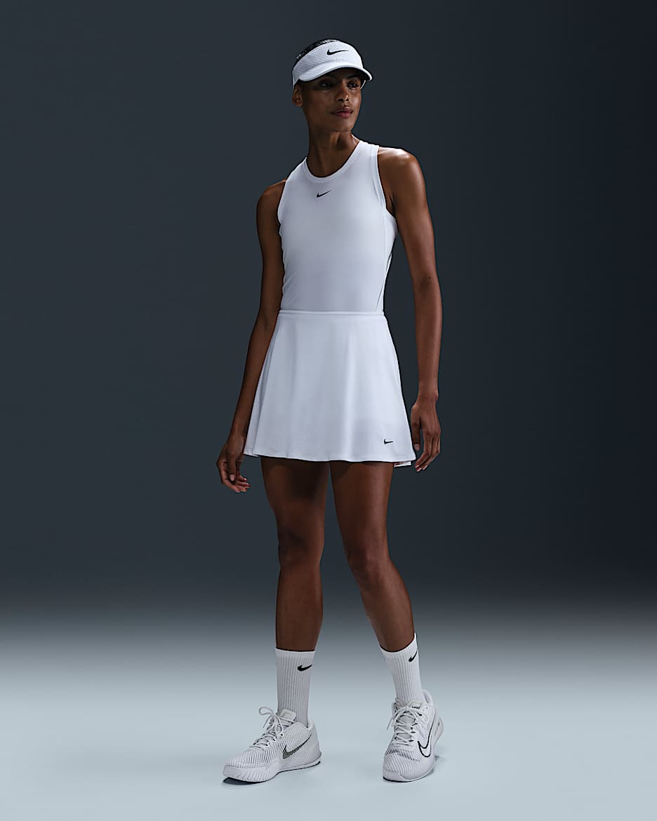 Damska spódniczka tenisowa z falbanami Dri-FIT Nike Victory - Biel/Czerń
