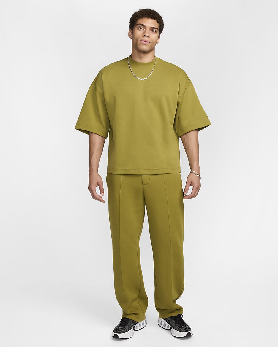 Nike Tech Men's Short-Sleeve Fleece Top - Pacific Moss/Pacific Moss