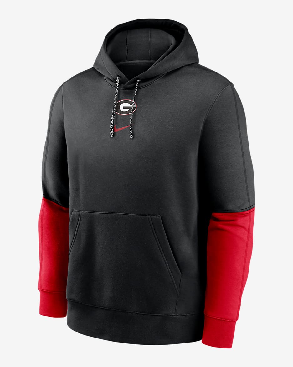 Sudadera con gorro sin cierre universitaria Nike para hombre Georgia Bulldogs Sideline Team Issue Club - Negro