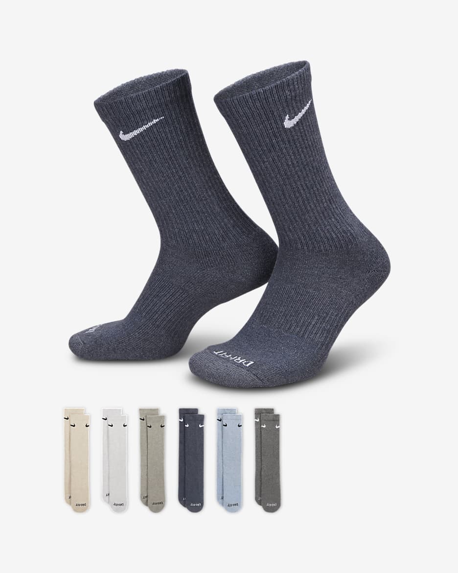 Nike Everyday Plus Cushioned Training Crew Socks (6 Pairs) - Multi-Colour