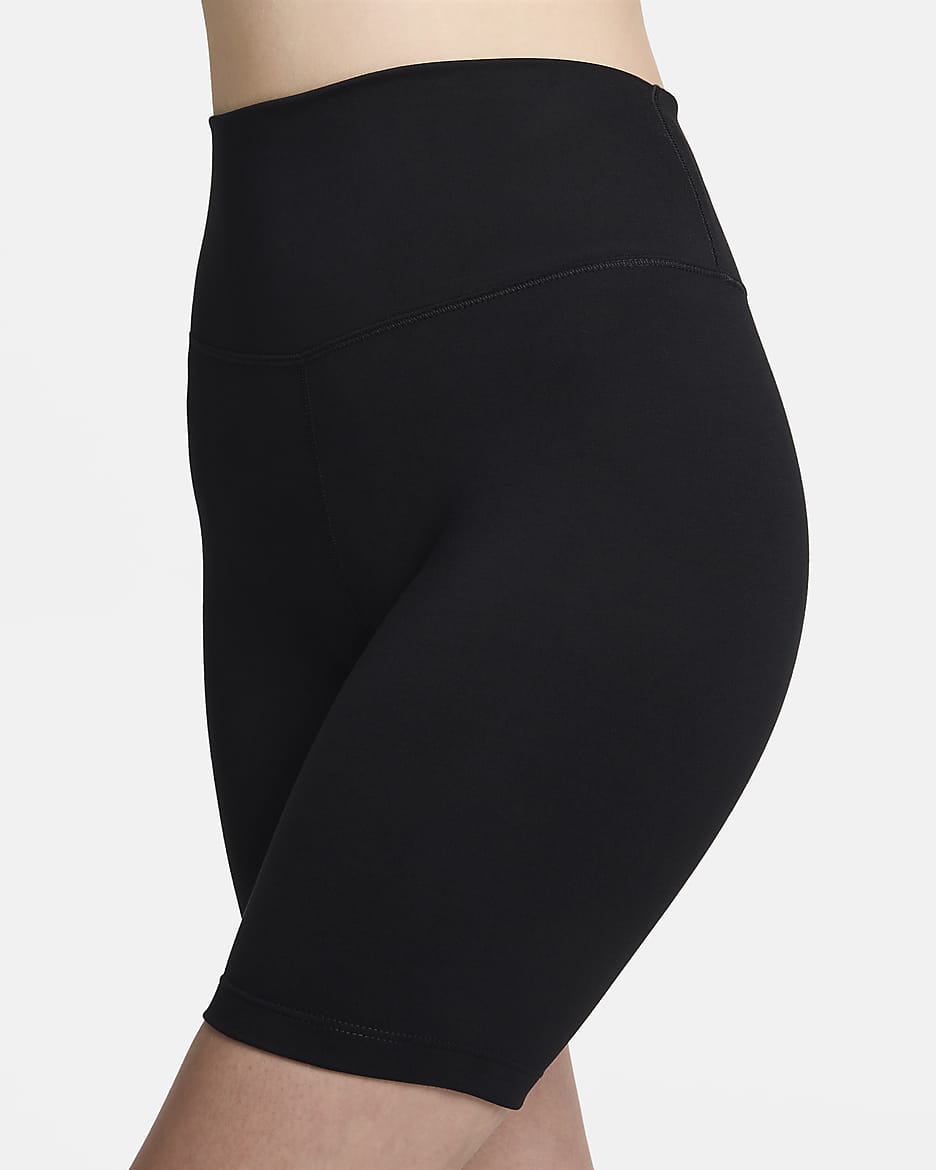 Nike One-cykelshorts med høj talje (20 cm) til kvinder - sort/sort