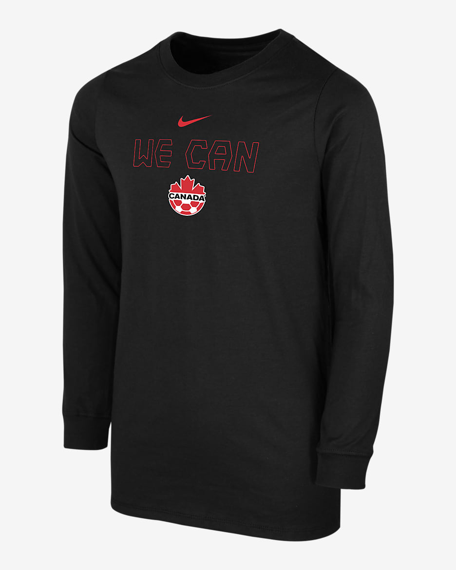 Canada Big Kids' (Boys') Nike Soccer Long-Sleeve T-Shirt - Black