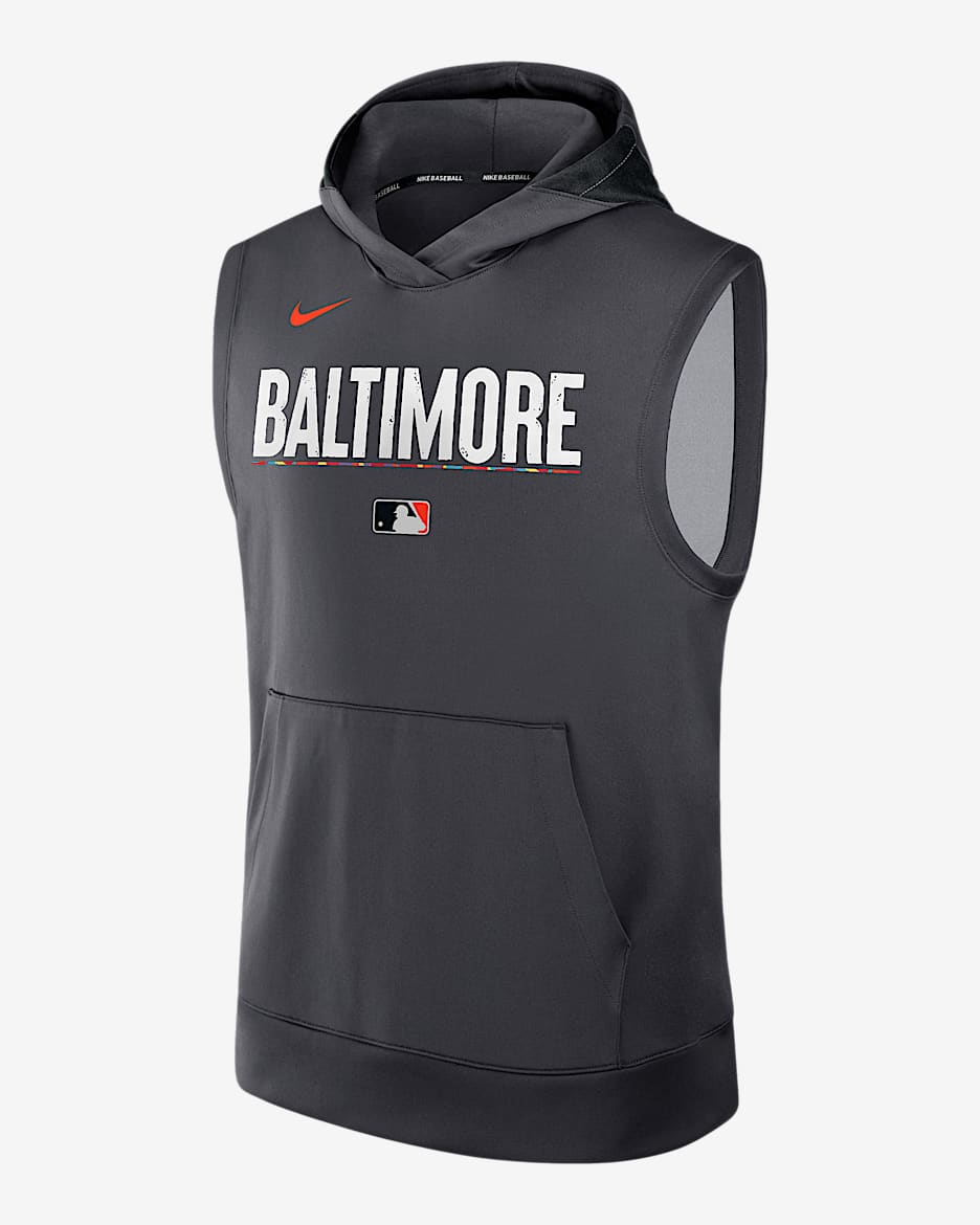 Baltimore Orioles Authentic Collection City Connect Men’s Nike Dri-FIT MLB Sleeveless Pullover Hoodie - Anthracite