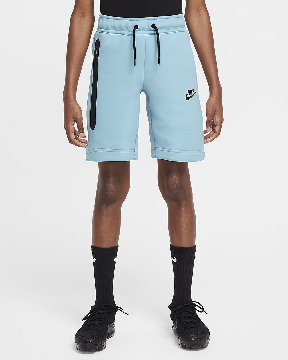 Nike Tech Fleece Older Kids' (Boys') Shorts - Denim Turquoise/Black/Black