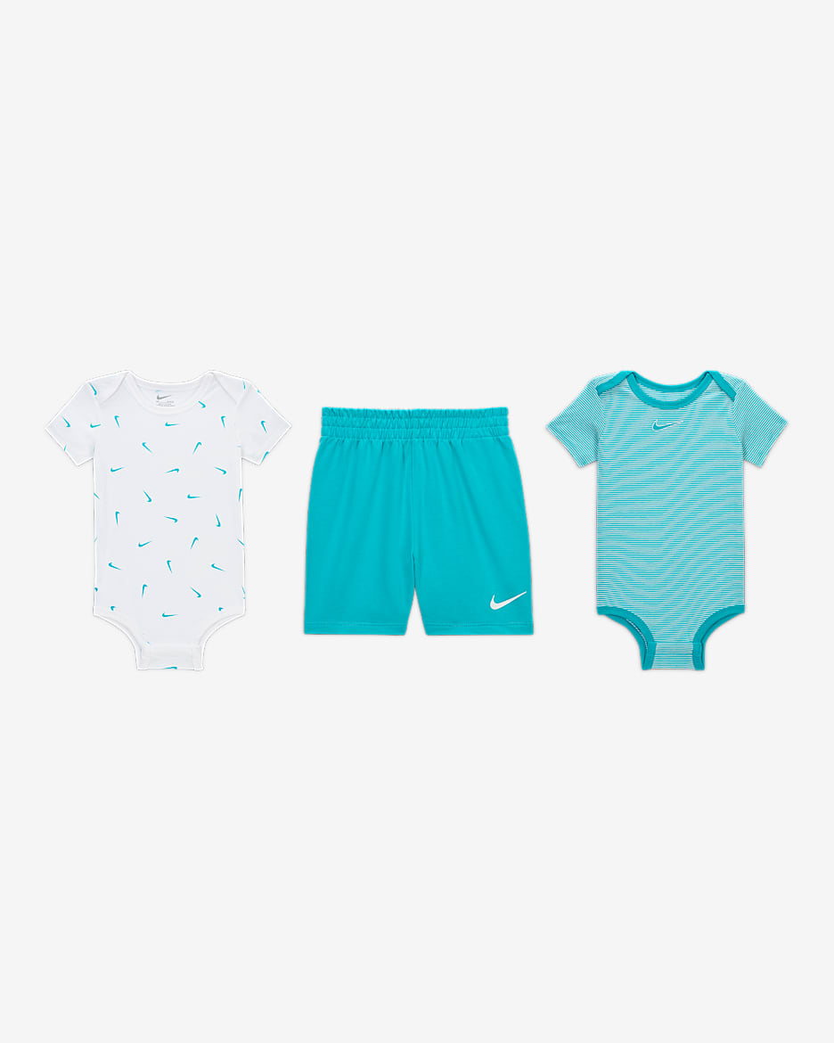 Nike Essentials Baby (12-24M) 3-Piece Striped Swooshfetti Set - Dusty Cactus