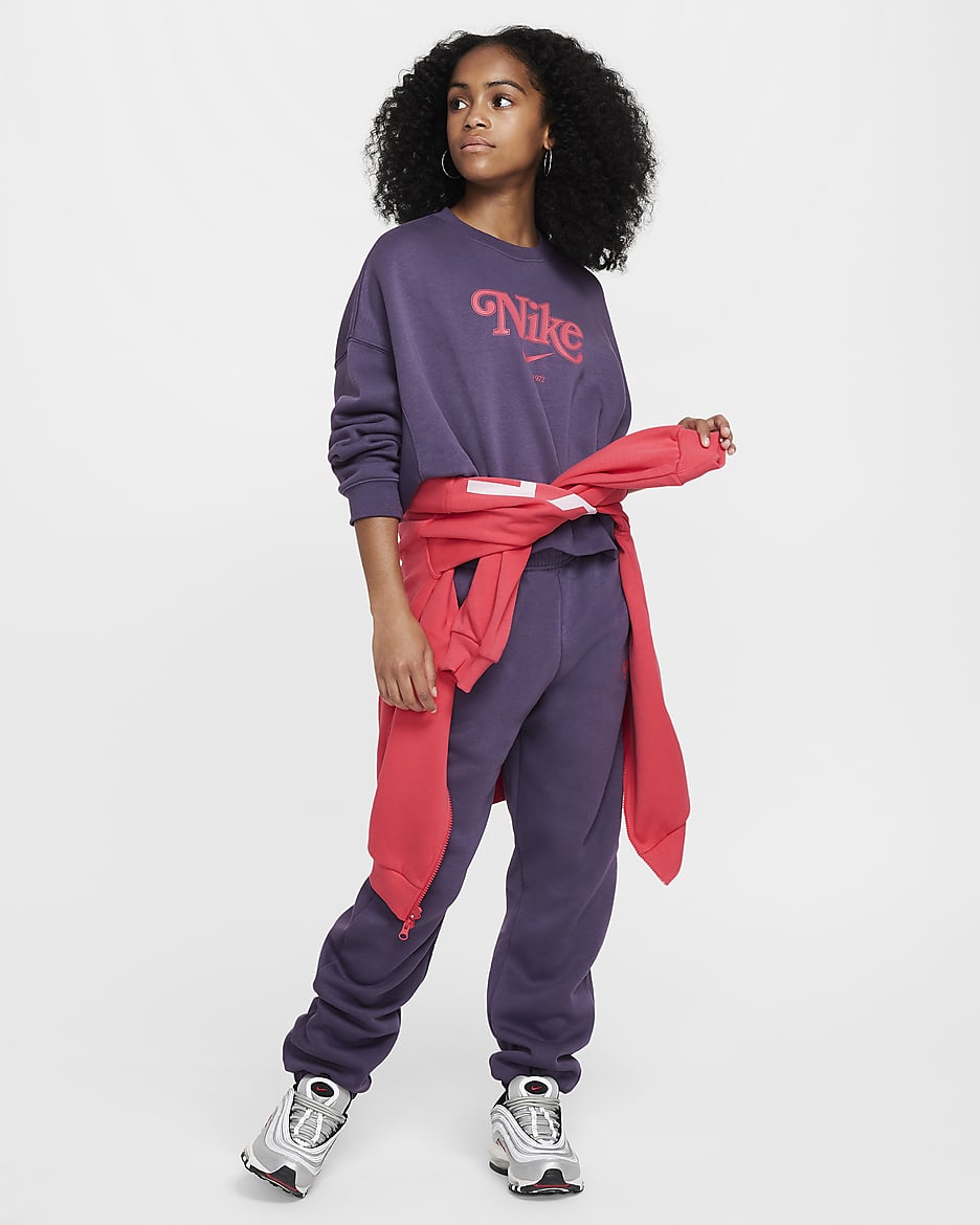 Nike Sportswear Girls' Cropped Fleece Sweatshirt - Dark Raisin