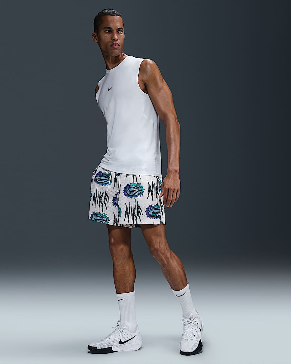Shorts de básquetbol Dri-FIT de 13 cm para hombre Nike Practice Mesh - Blanco/Negro