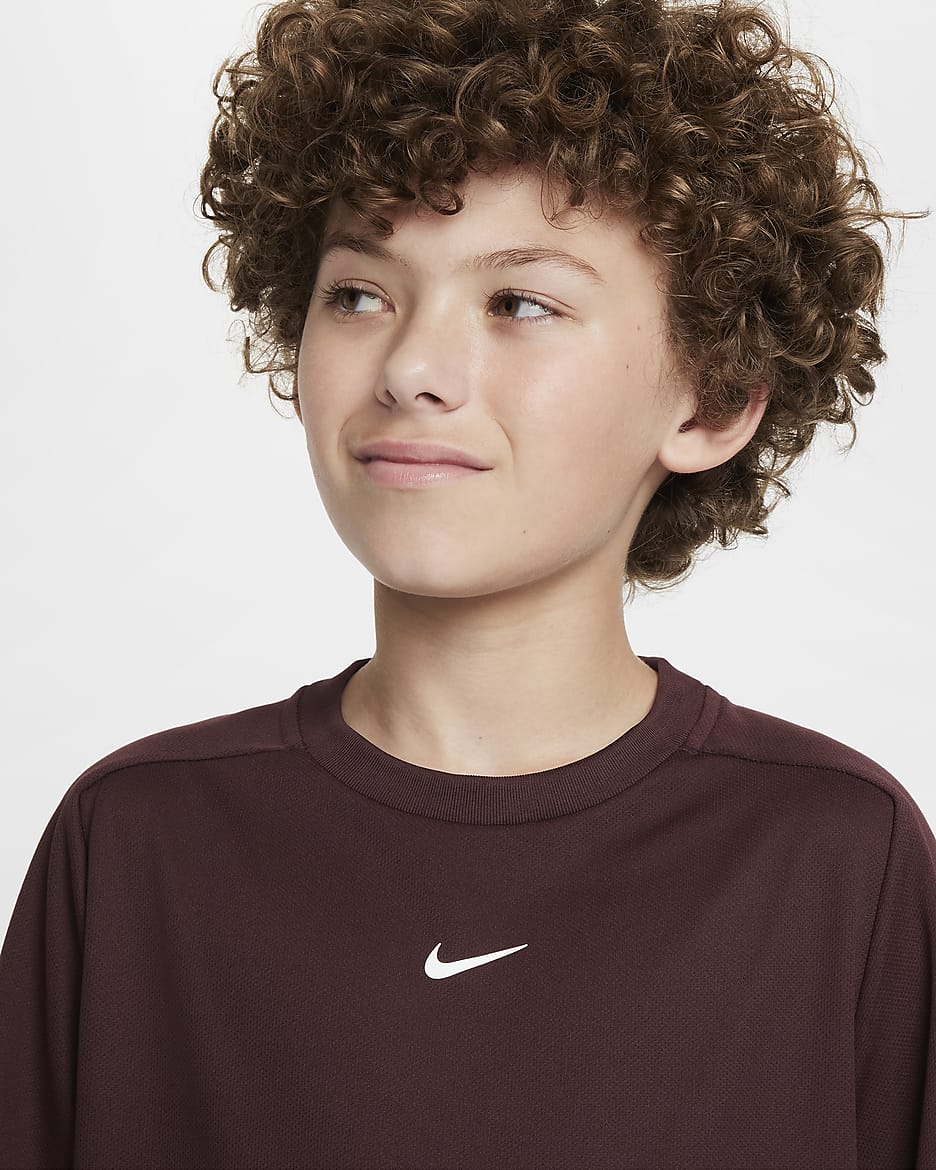 Nike Multi Older Kids' (Boys') Dri-FIT Training Top - Burgundy Crush/White