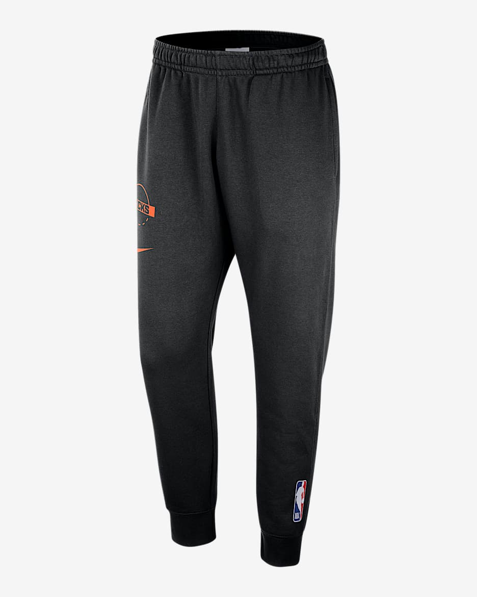 New York Knicks Club Men's Nike NBA Practice Fleece Joggers - Black/Brilliant Orange