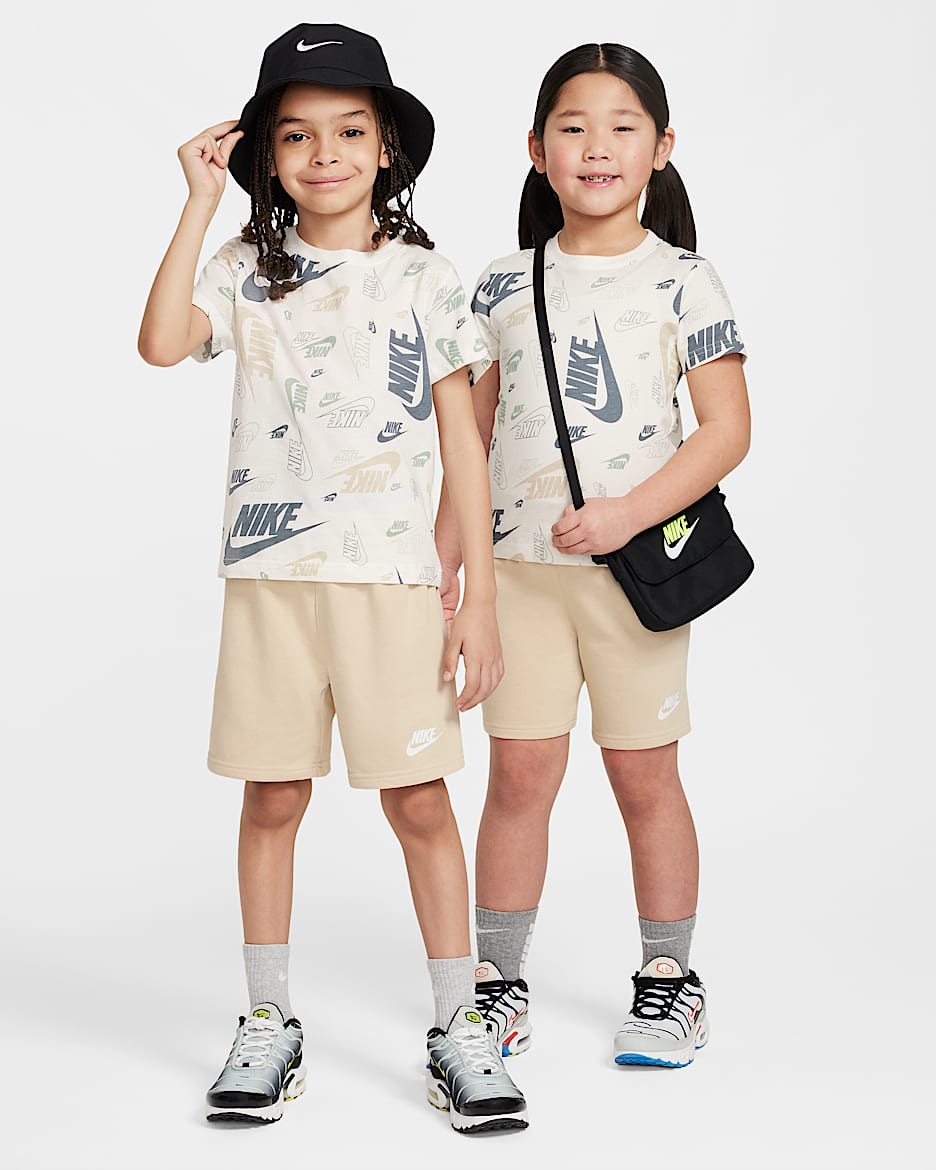 Nike Younger Kids' Printed T-Shirt and Lightweight French Terry Shorts Set - Sand Drift