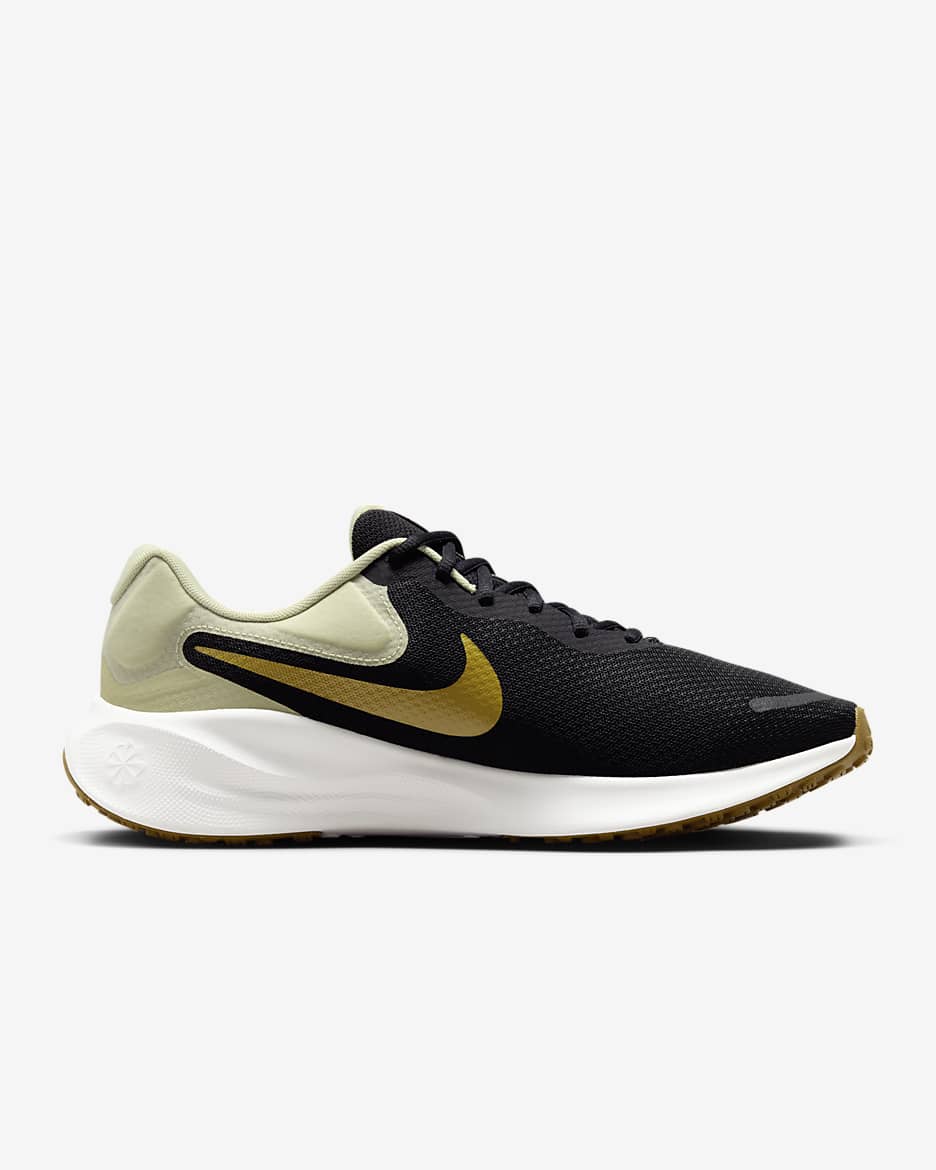 Tenis para correr en pavimento para hombre Nike Revolution 7 - Negro/Aura oliva/Blanco cumbre/Broncino