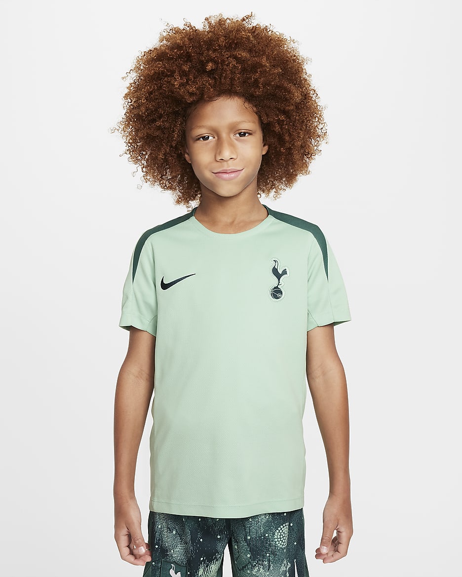 3e haut de foot en maille à manches courtes Nike Dri-FIT Tottenham Hotspur Strike pour ado - Enamel Green/Enamel Green/Bicoastal/Faded Spruce