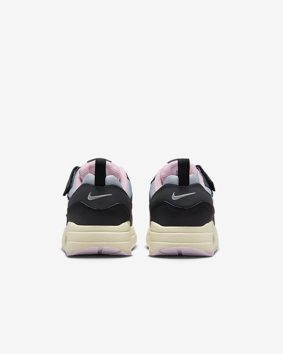 Nike Air Max 1 EasyOn Younger Kids' Shoes - Black/Anthracite/Pink Foam/Summit White